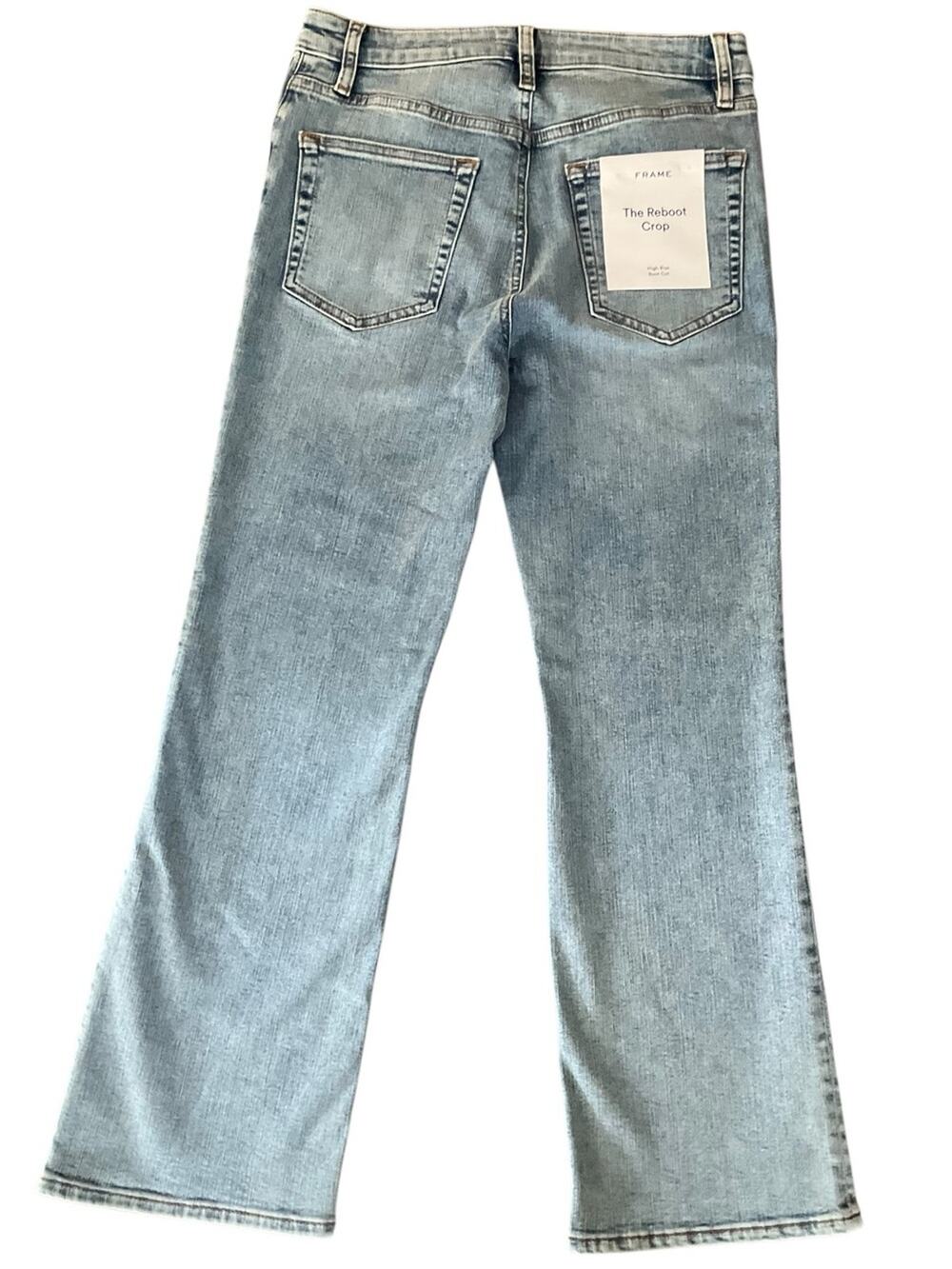 Frame The Reboot Crop Denim Light Blue High Rise Boot Cut Jeans Size 29 NWT